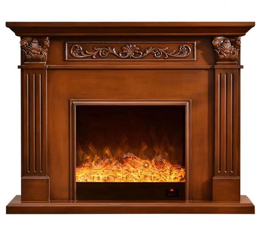 Freestanding Portable Mantel Wooden Classic Frame  Fireplace Fireplaces Mantel Wood Burning