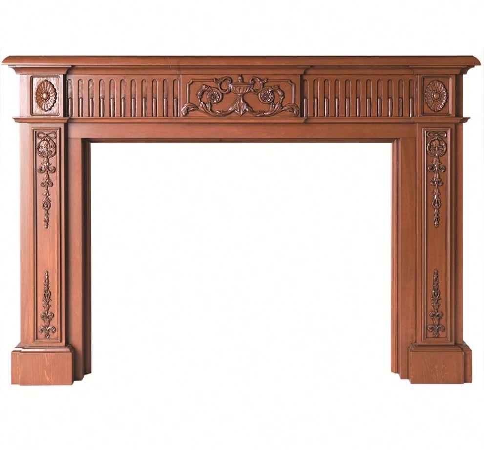 Freestanding Portable Mantel Wooden Classic Frame  Fireplace Fireplaces Mantel Wood Burning