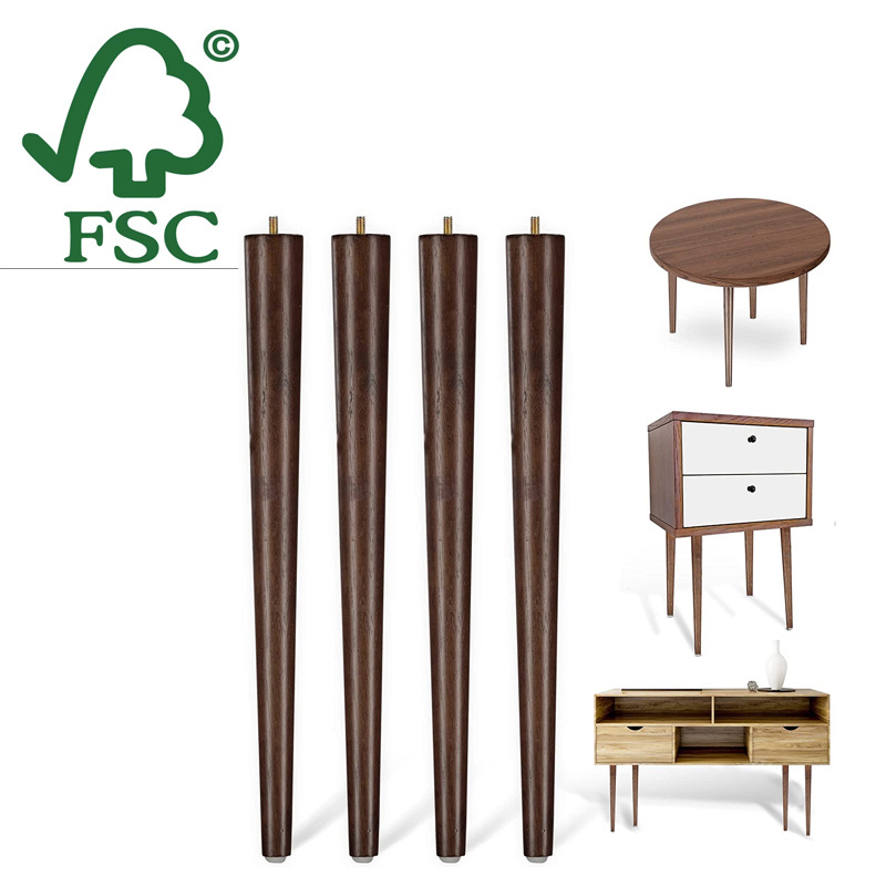 Hot Selling Wooden Table Legs for Furniture Cabinet  Wooden Table and Chair Feet  Furniture Tapered Round Table Legs