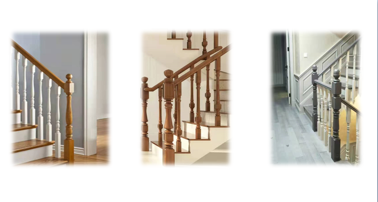 Handrail Decorative Classic Design Balcony Railings Indoor Stair Wood Balustrades Handrails Wood Balusters