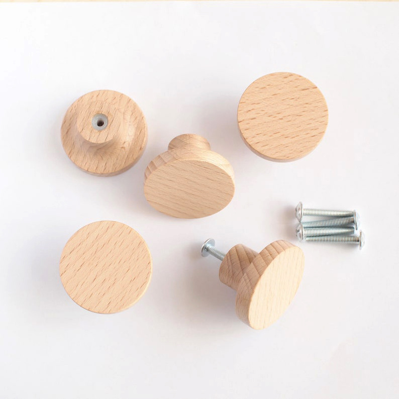 Circular Handles Half Moon Handles Wooden Knobs Pulls Modern Handles Wood mini cabinet knobs