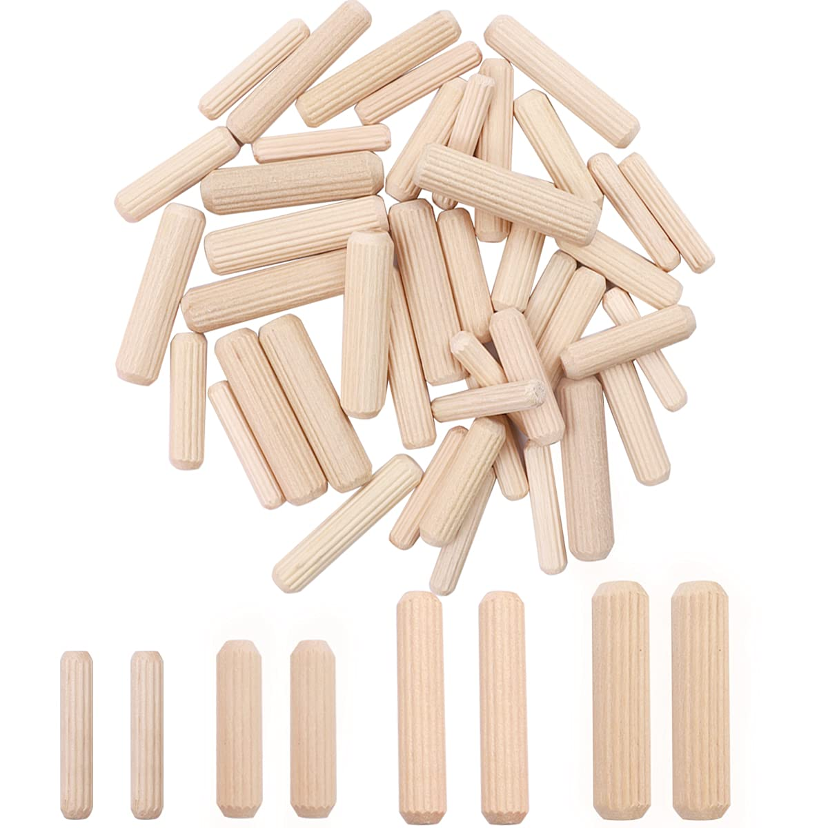 Wooden Dowel Cabinet Drawer Round Fluted Wood Craft Dowel Pins Rods