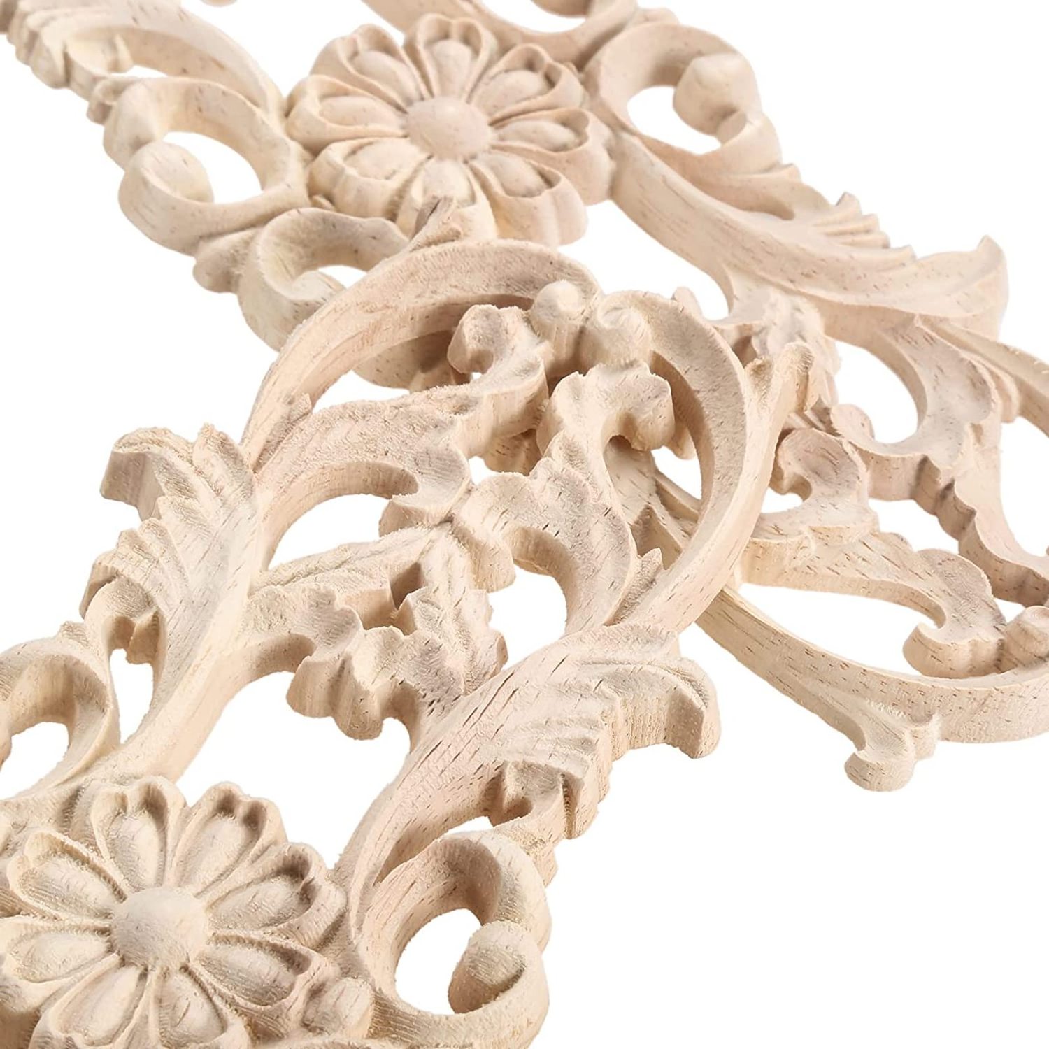 Decoration Carving Decal Unpainted Flower wood curving wall decor  Furniture Corner Frame Wooden Ribbon