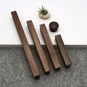 Furniture Natural Wood Walnut Wooden Cabinet Drawer Wardrobe Knobs Door Pull Kitchen Long Handle