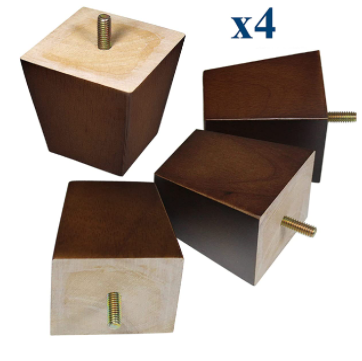 Solid Wood Unfinished Replacement Bun Feet Square Furniture Feet Screw in Wood Replacement Leg