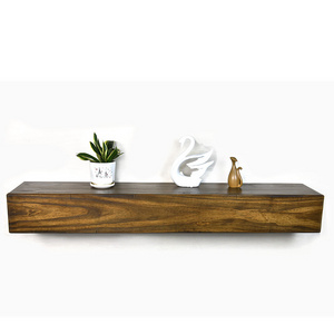 Rustic Fireplace Mantel Floating Solid Wood Shelf Wooden Wall Decor Mounted Shelving