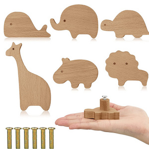 Wooden Animal Cabinet Knobs Decorative Wood Dresser Knobs with Screws Dresser Pulls Wood Marine Woodland Animals Knobs Furniture