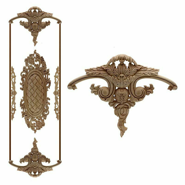 Carving Natural Wood Appliques Furniture Cabinet Painted Unpainted Wooden Moldings Decal