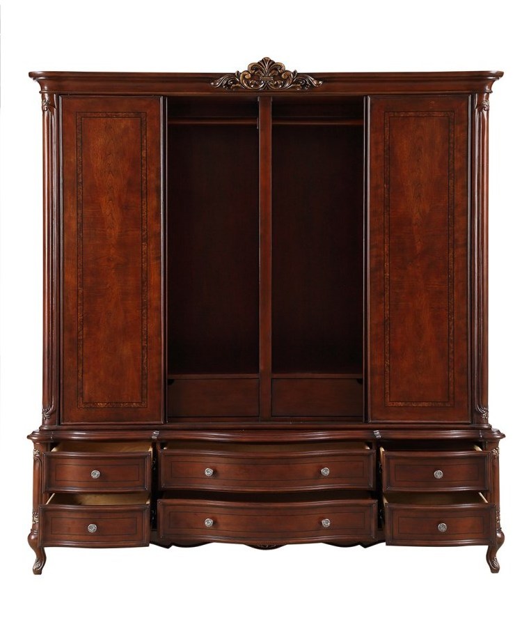 Classical Bedroom Furniture European Style Bedroom Furniture Hot Selling  Hand Made Carved Solid Wood Wardrobe