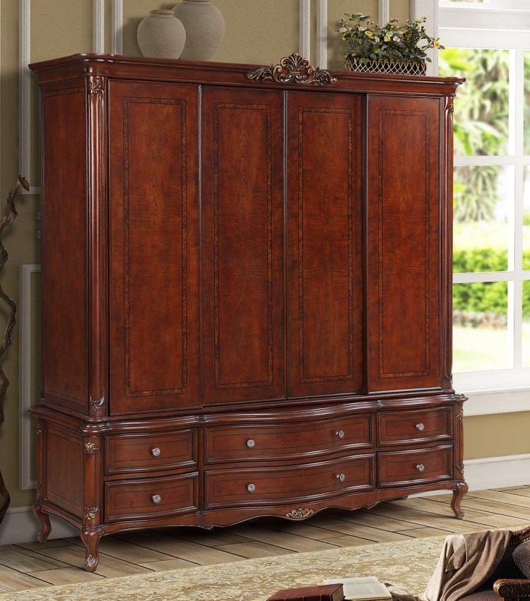 Classical Bedroom Furniture European Style Bedroom Furniture Hot Selling  Hand Made Carved Solid Wood Wardrobe