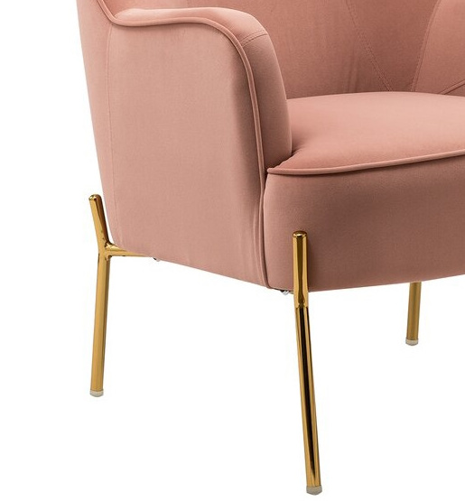 Luxury hot pink velvet accent chaise lounges chairs gold metal oversize tufted sofa chair high cafe silla living room chairs