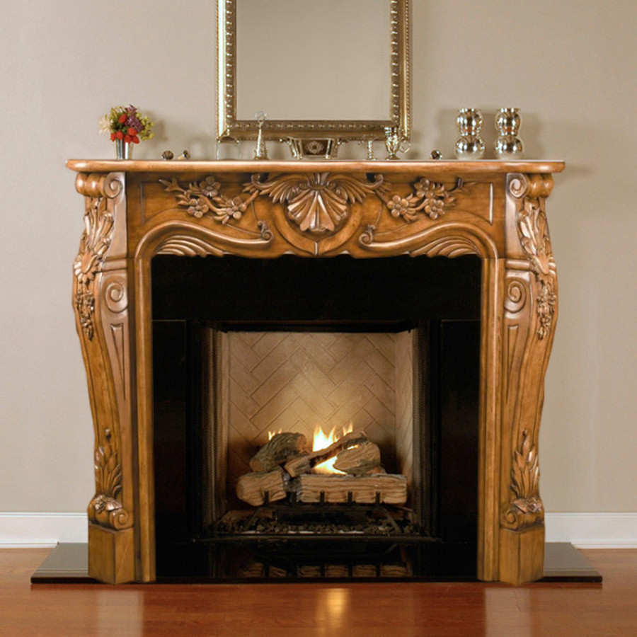 Modern indoor decorative wood burning decor flame fireplace insert artificial free standing wood shelf fireplace mantel