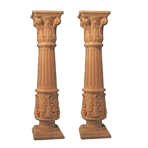 2023 Royal Beautiful Solid Wood Pillars And Baluster Luxury Stairs Decorative Wood Carved Large Column Wood Roman Newel Post