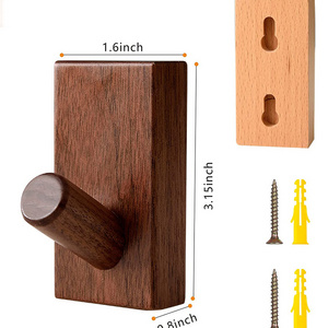 Wooden wall Hook Wood Handle Pull with Screws Custom Kitchen Cabinet Cupboard Door Drawer Knob Furniture Hardware