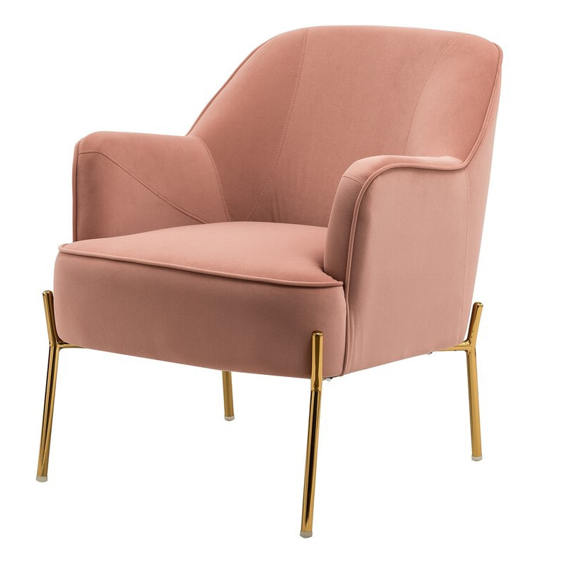 Luxury hot pink velvet accent chaise lounges chairs gold metal oversize tufted sofa chair high cafe silla living room chairs