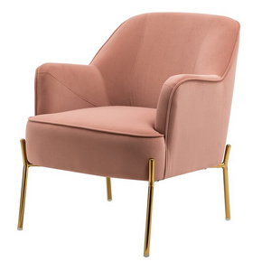 Luxury hot pink velvet accent chaise lounges chairs gold metal oversize tufted sofa chair high cafe silla living room chairs