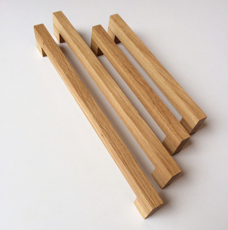 Wood Cabinet Handles Long Wardrobe Kitchen Cupboard Pulls Drawer Knobs Modern wooden cabinet handle