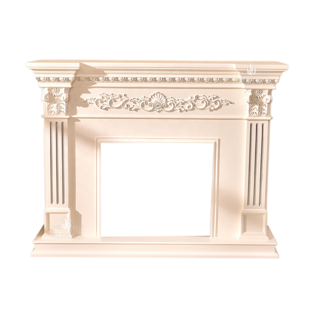 Modern indoor decorative wood burning decor flame fireplace insert artificial free standing wood shelf fireplace mantel