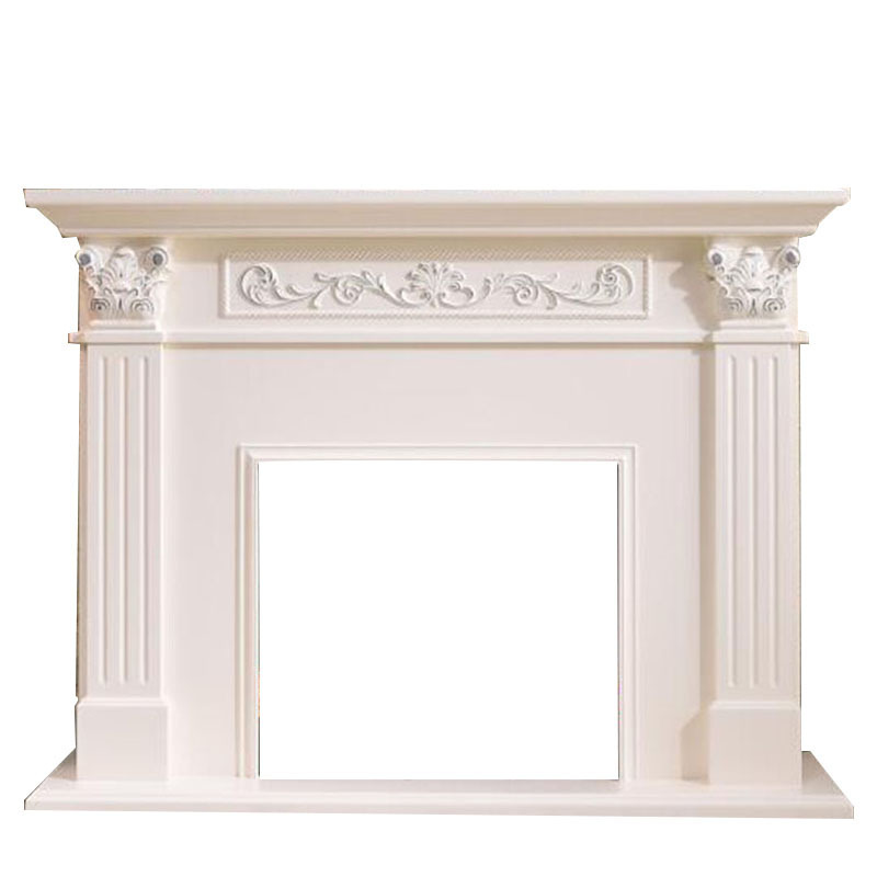 Freestanding Fireplaces Mantel Wood Burning French Style Popular Design Hand Carved Decorative Natural White wood Fireplace