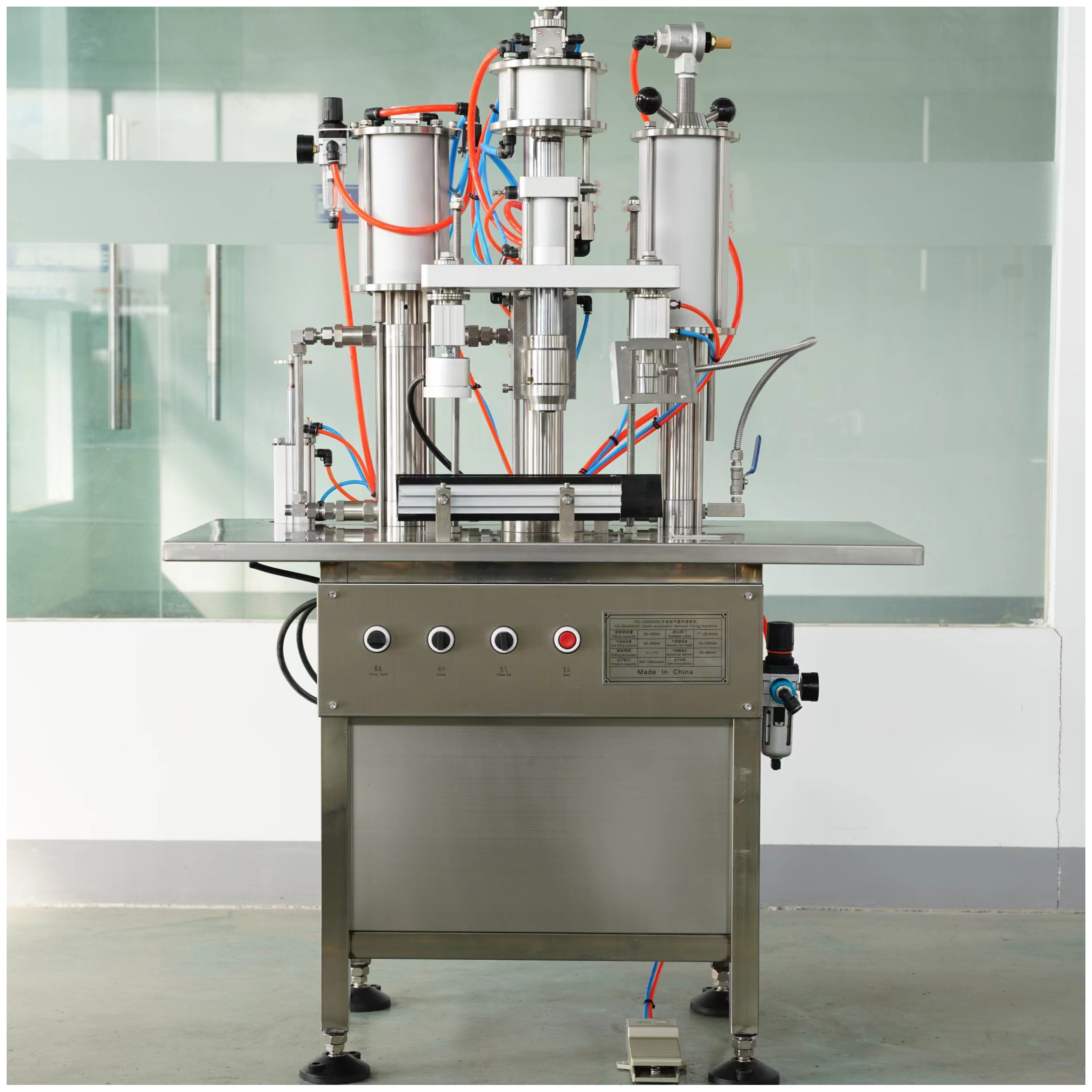 Semi automatic LPG aerosol filling machine 3 in 1 for butane gas cartridge filling