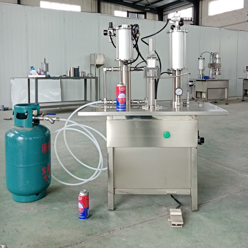 Semi automatic aerosol can gas filling machine for propane butane LPG DME  r134a