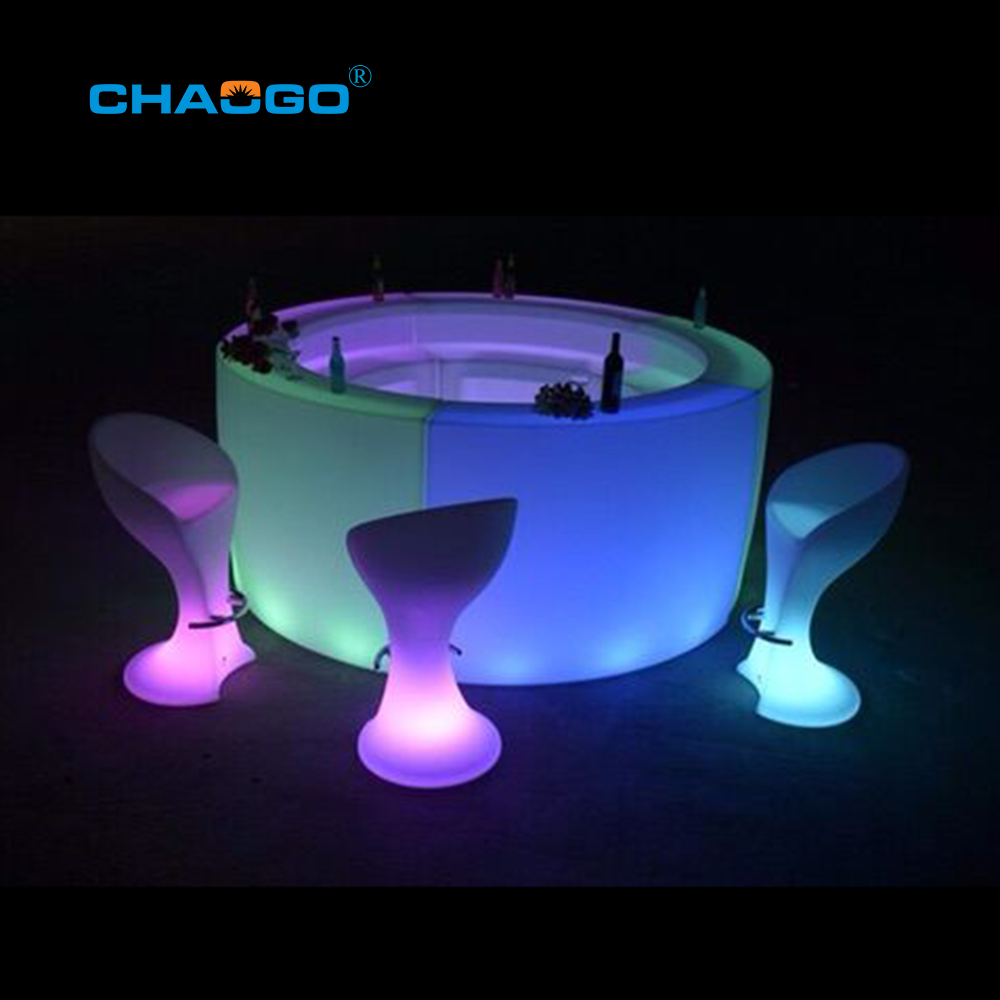 commercial general use rgb color changing led bar furniture outdoor portable plastic illuminated led circle bar counter