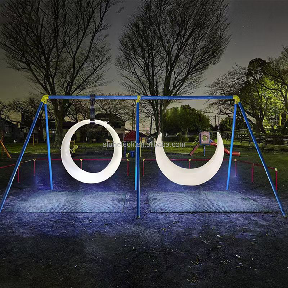 Commercial Used Swing Playground White Plastic Illuminated Led Light Up Outdoor Backyard Garden Swing Furniture Set