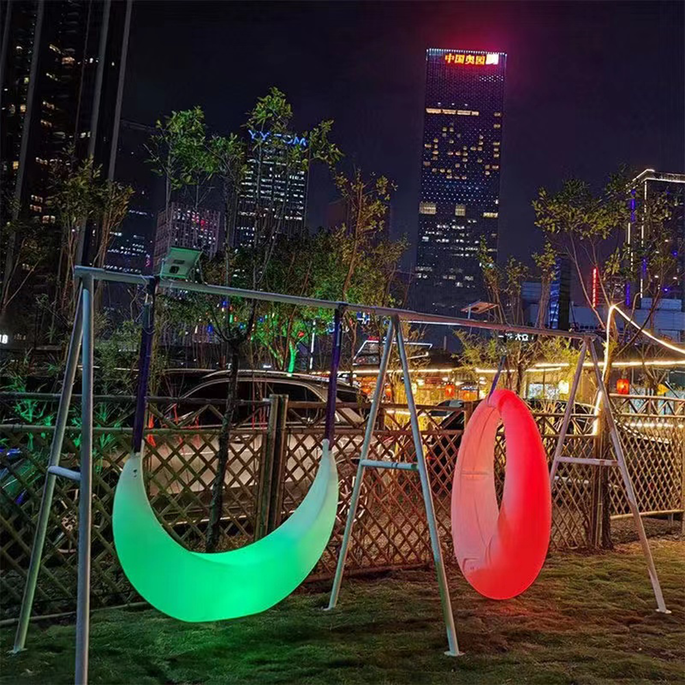 Half Moon Swing Led Illuminated Hanging Chair Outdoor Playground Swing Sets Furniture Kids Adult Glowing Circle Plastic Swing