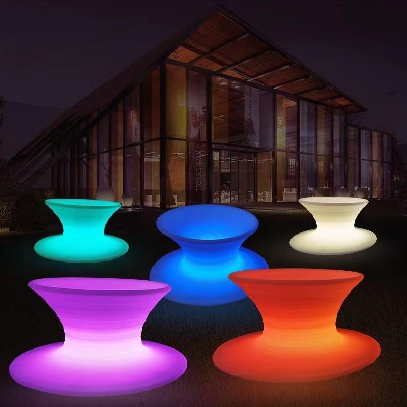 UV Resistant Plastic Led Light Up Outdoor Furniture Toys Funny Lazy Spun Gyro Lounge Gyro Chair Waiting Relax Seat Swivel Stool