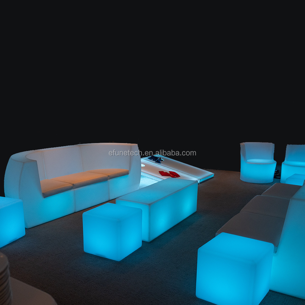 Outdoor indoor plastic LED bar sofa chair night club illuminated led sofa