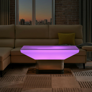 remote rgb color changing led night club coffee table with stainless steel stand portable plastic illuminated led lounge table