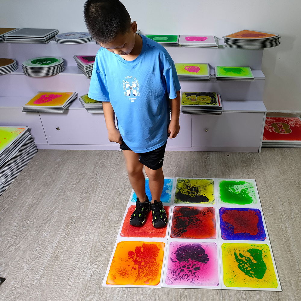 factory price color changing liquid mat tile kindergarten vinyl floor liquid carpet kids peel and stick tile vinyl flooring