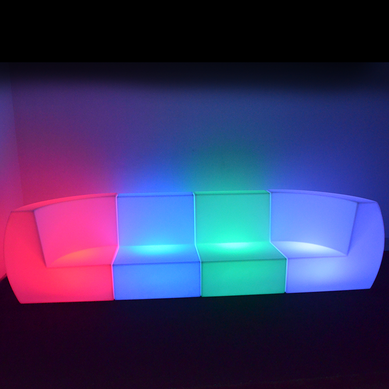 remote control modern design led illuminated sofa seat portable plastic light up nightclub sectional sofas