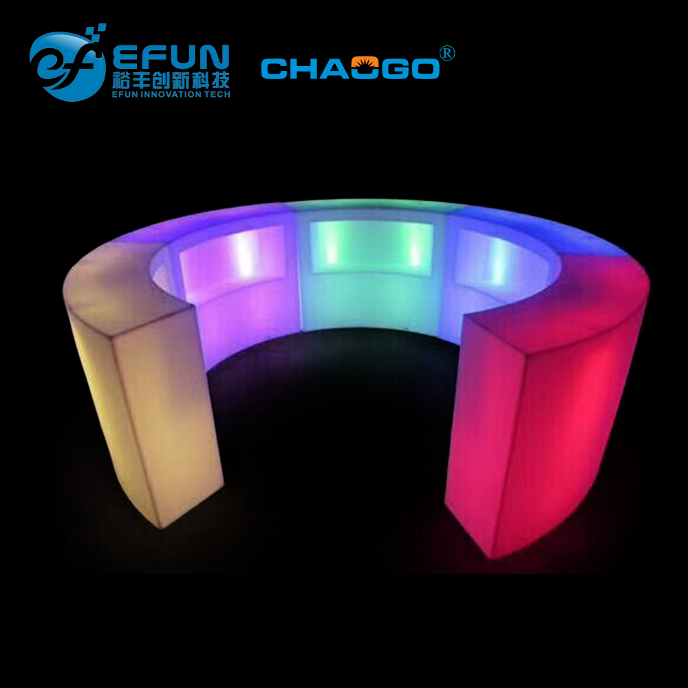 commercial general use rgb color changing led bar furniture outdoor portable plastic illuminated led circle bar counter