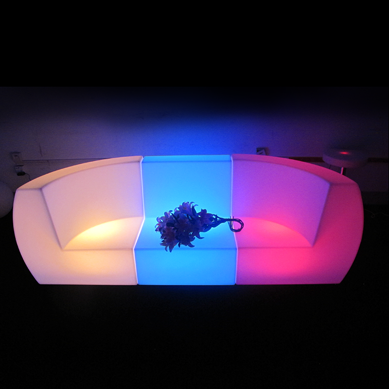 remote control modern design led illuminated sofa seat portable plastic light up nightclub sectional sofas