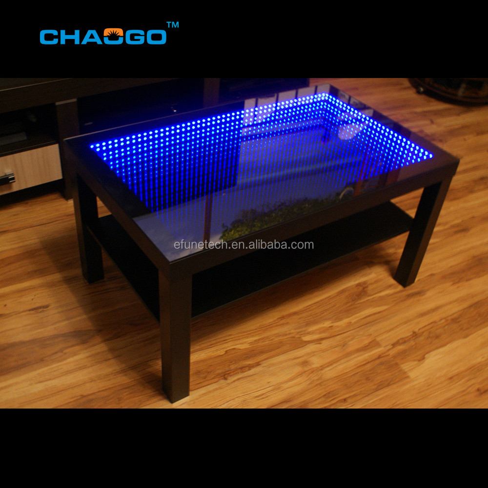 Modern nightclub led decorative led infinity mirror table tempered glass table nightclub furniture for sale