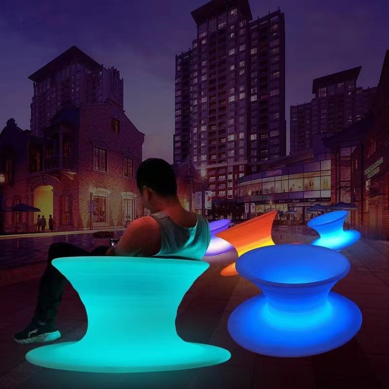 UV Resistant Plastic Led Light Up Outdoor Furniture Toys Funny Lazy Spun Gyro Lounge Gyro Chair Waiting Relax Seat Swivel Stool