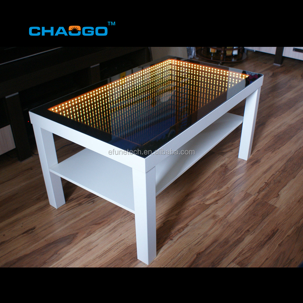 Modern nightclub led decorative led infinity mirror table tempered glass table nightclub furniture for sale