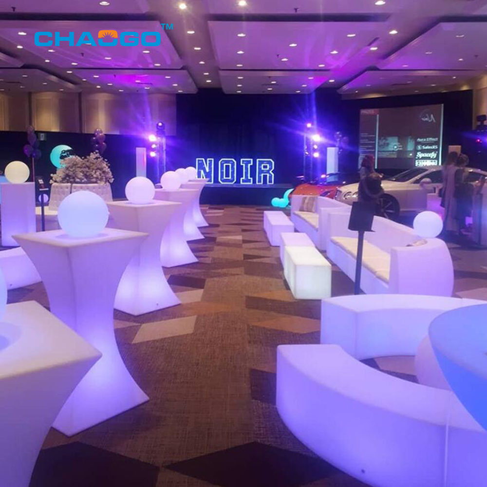 remote control 16 colors changing illuminated led curved stool PE plastic colorful sectionals bench sofa