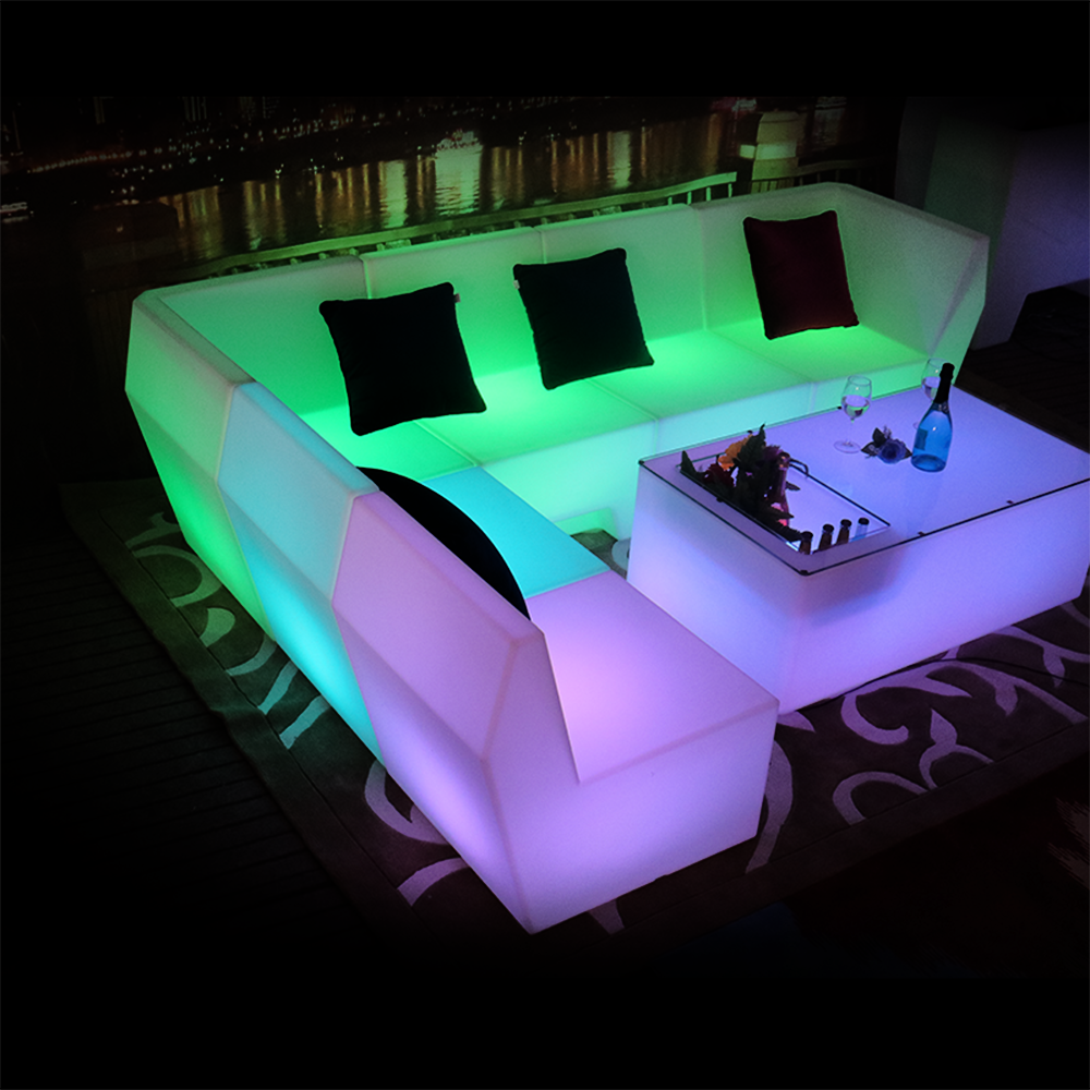 remote control rgb color changing illuminated sectional sofa couch led lighted patio furniture