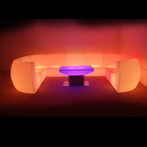 remote control modern design led illuminated sofa seat portable plastic light up nightclub sectional sofas