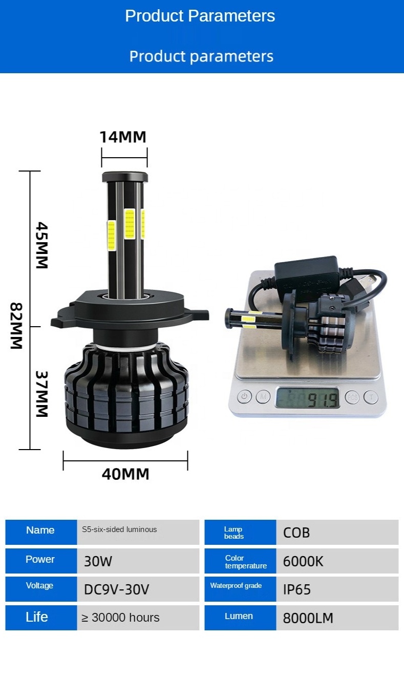 Hot sell H4 LED Car Lights 6 Sides COB LED Headlight  6000K 8000LM Led Headlight bulb H4 H7 H11