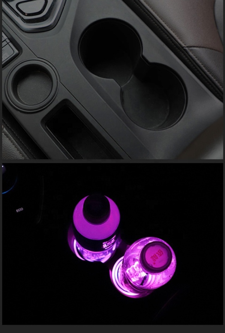 Custom LED Colorful USB Charge Bottle Mat Pad  Car Cup coasters Holder Lights led car logo Cup lights