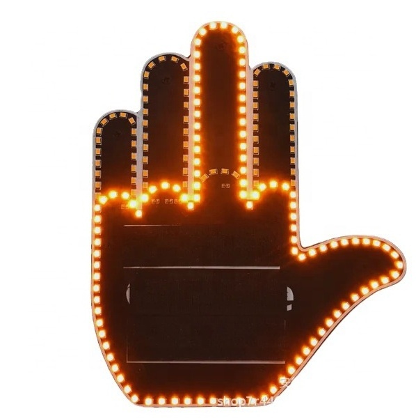 New Funny Middle Finger Car Gesture  Hand Sign Light with remote for Truck Car Gadgets Car Accessories