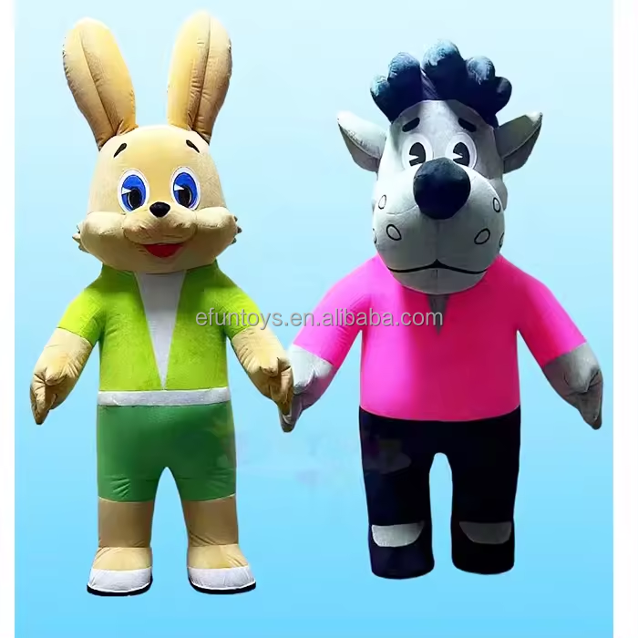 efun Wholesale Custom inflatable rabbit and wolf Costume Carnival Cartoon Character Cute inflatable Mascot Costume For Activity