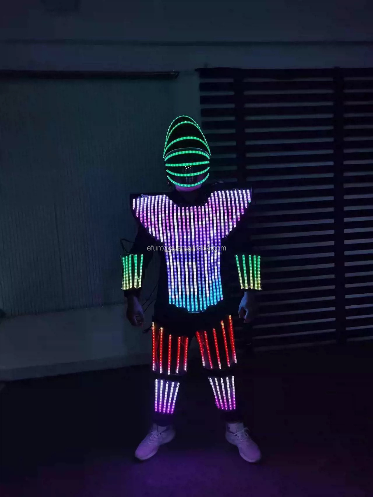 efun MOQ 1 PC Smart LED armor Suit LED light programming clothing armed robot full color light costume laser clothing costume