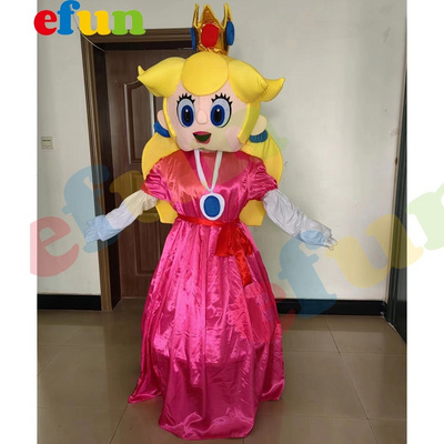 Efun MOQ 1 PC Custom  Princess Girl Mascot Costume Game Character Plush Mario Bros Princess Cartoon Cosplay costume for kids