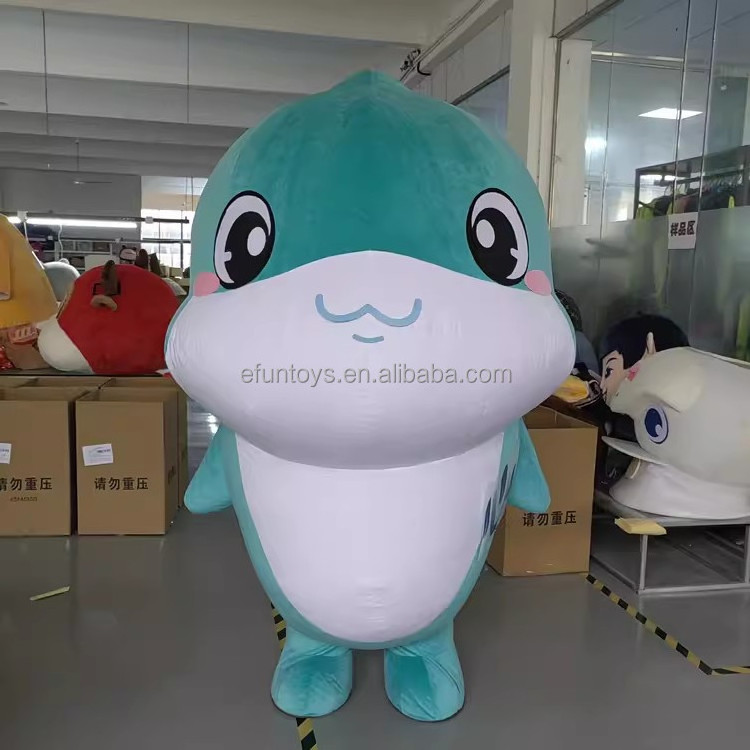 efun 2m 2.6m High quality custom Giant Inflatable Dolphin mascot costume adult size cartoon Dolphin Mascot Costume for sale