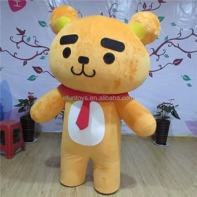 efun 2m 2.6m Hot selling customized orange bear mascot costume Inflatable cute cartoon bear mascot for party