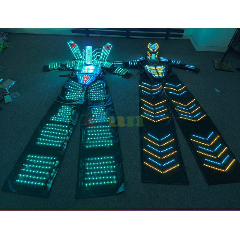 Chest Digital Screen LED Stilts Walker robot suit party led robot costume stage clothes luminous costume for dance performance